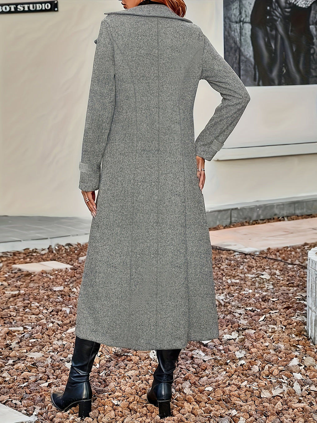 Eleanor | Women's Double-Breasted Longline Coat | Lapel Collar · Eltrendio