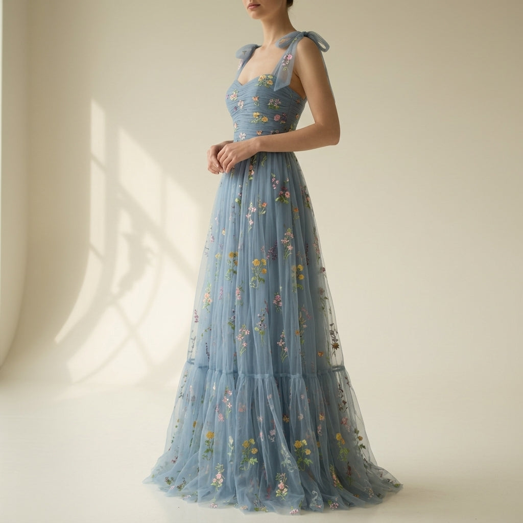 Eleanor | Women's Floral Maxi Dress | Tie Straps · Eltrendio