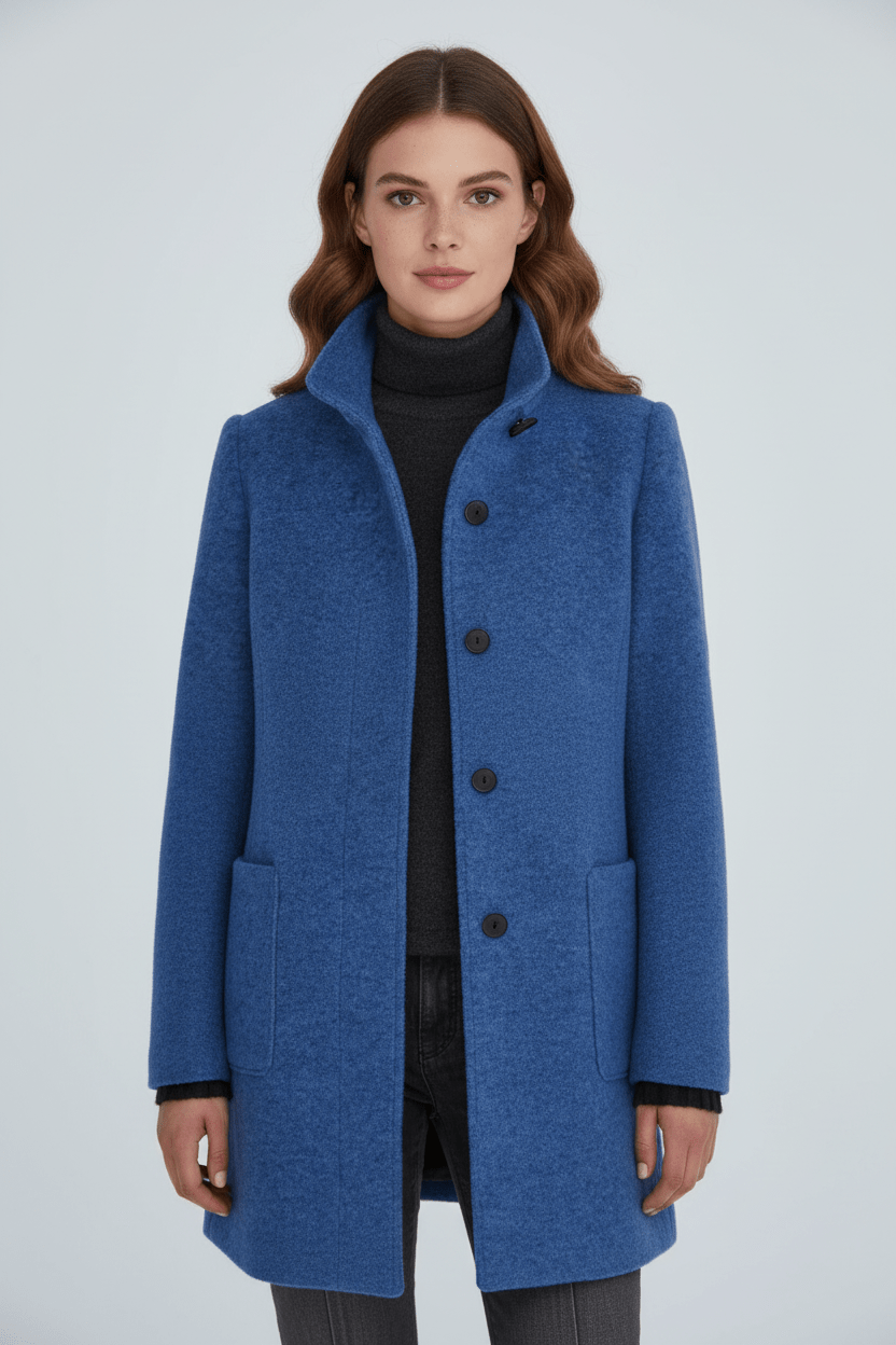 Eleanor | Women's Funnel-Neck Coat | Button-Front · Eltrendio