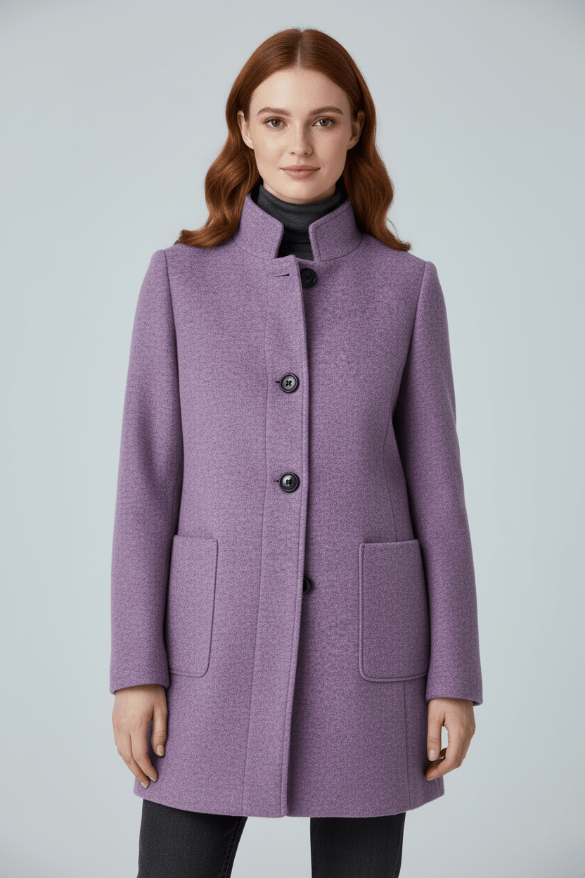 Eleanor | Women's Funnel-Neck Coat | Button-Front · Eltrendio