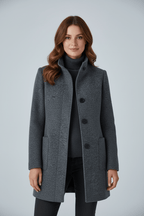 Eleanor | Women's Funnel-Neck Coat | Button-Front · Eltrendio