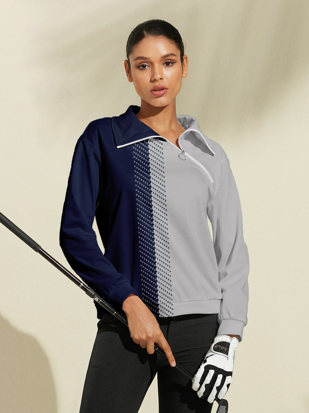 Eleanor | Women's Half-Zip Sweatshirt | Colour-Block · Eltrendio