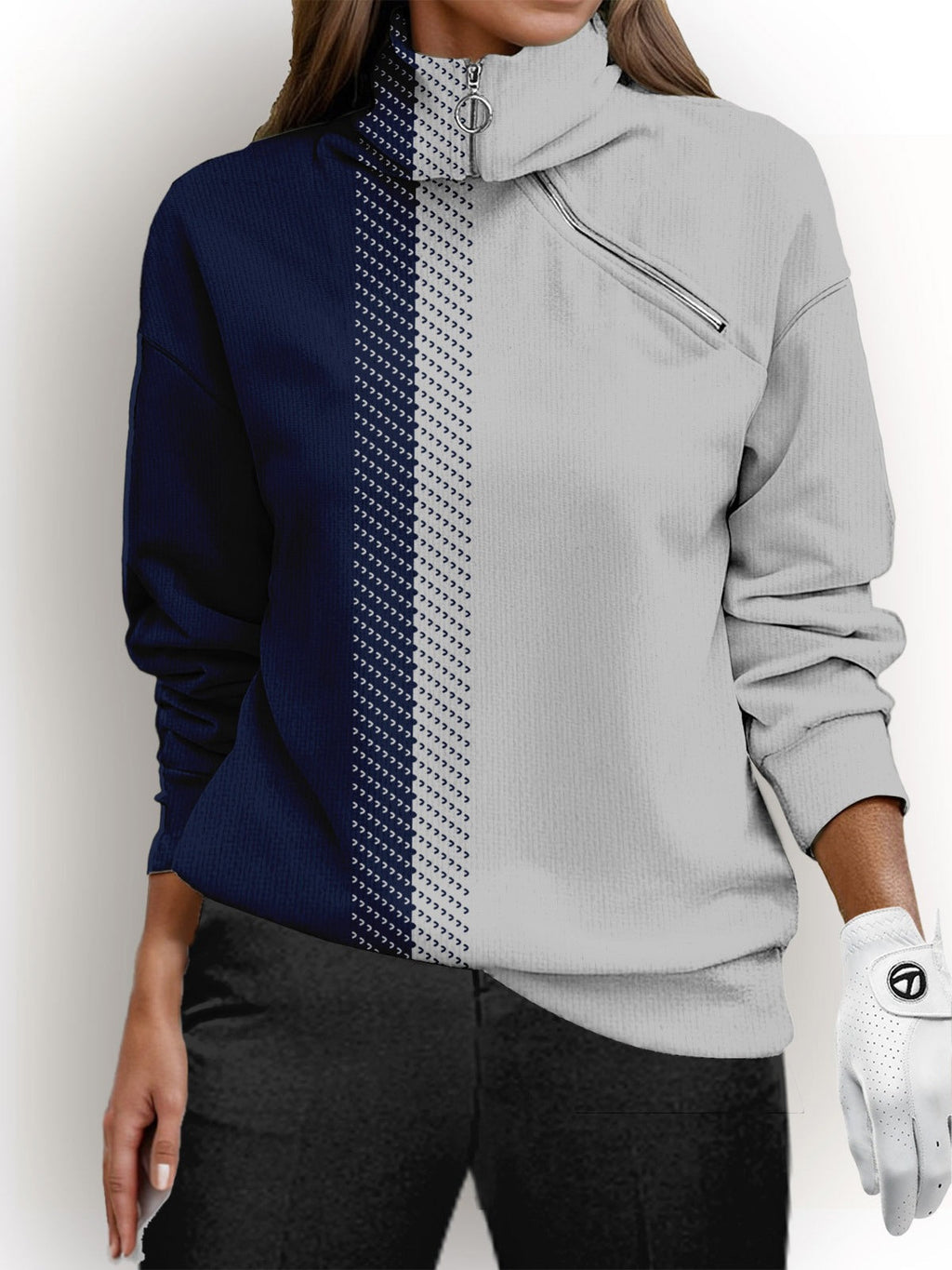 Eleanor | Women's Half-Zip Sweatshirt | Colour-Block · Eltrendio