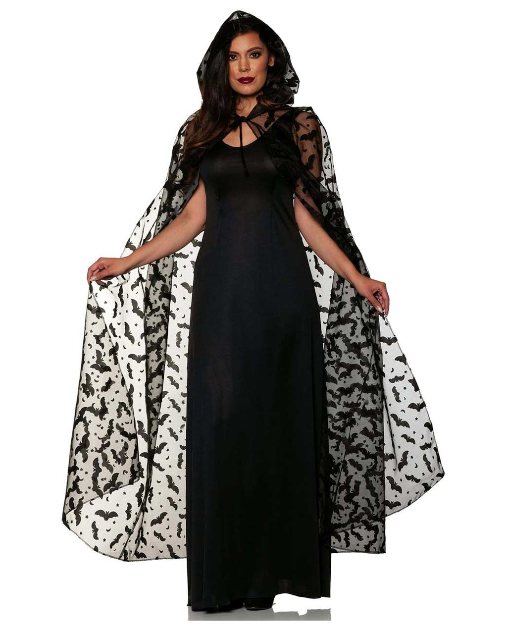 Eleanor | Women's Hooded Cape | Bat Print-Eltrendio