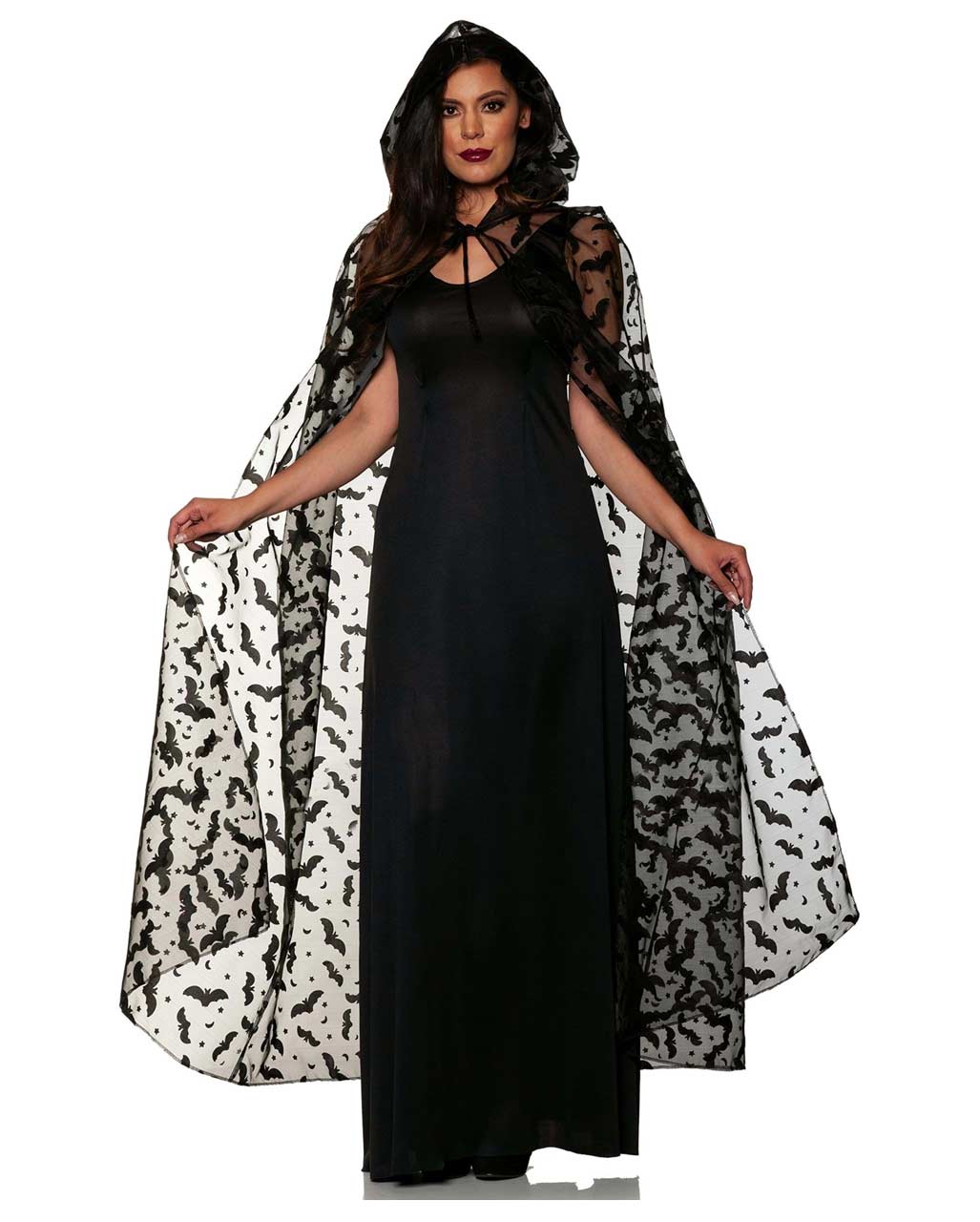 Eleanor | Women's Hooded Cape | Bat Print-Eltrendio