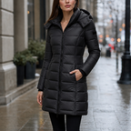 Eleanor | Women's Hooded Puffer Jacket | Longline Quilted · Eltrendio