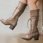 Eleanor | Women's Lace-Up Knee-High Boots | Block Heel · Eltrendio