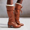 Eleanor | Women's Lace-Up Knee-High Boots | Block Heel · Eltrendio