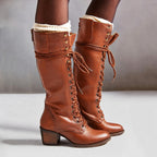 Eleanor | Women's Lace-Up Knee-High Boots | Block Heel · Eltrendio
