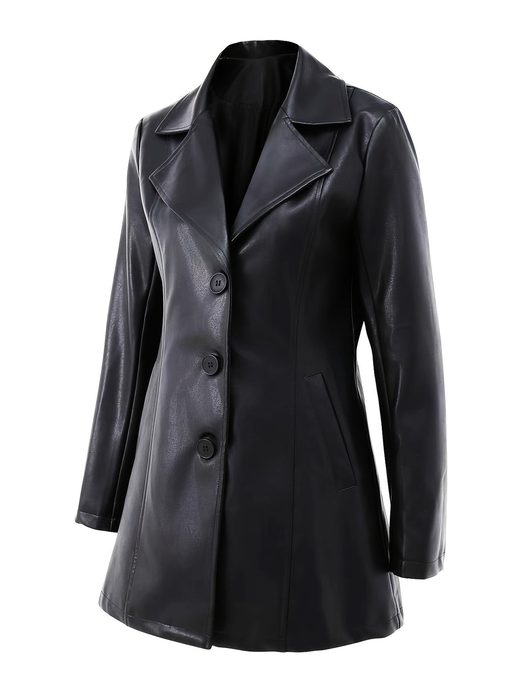 Eleanor | Women's Lapel Coat | Faux Leather · Eltrendio