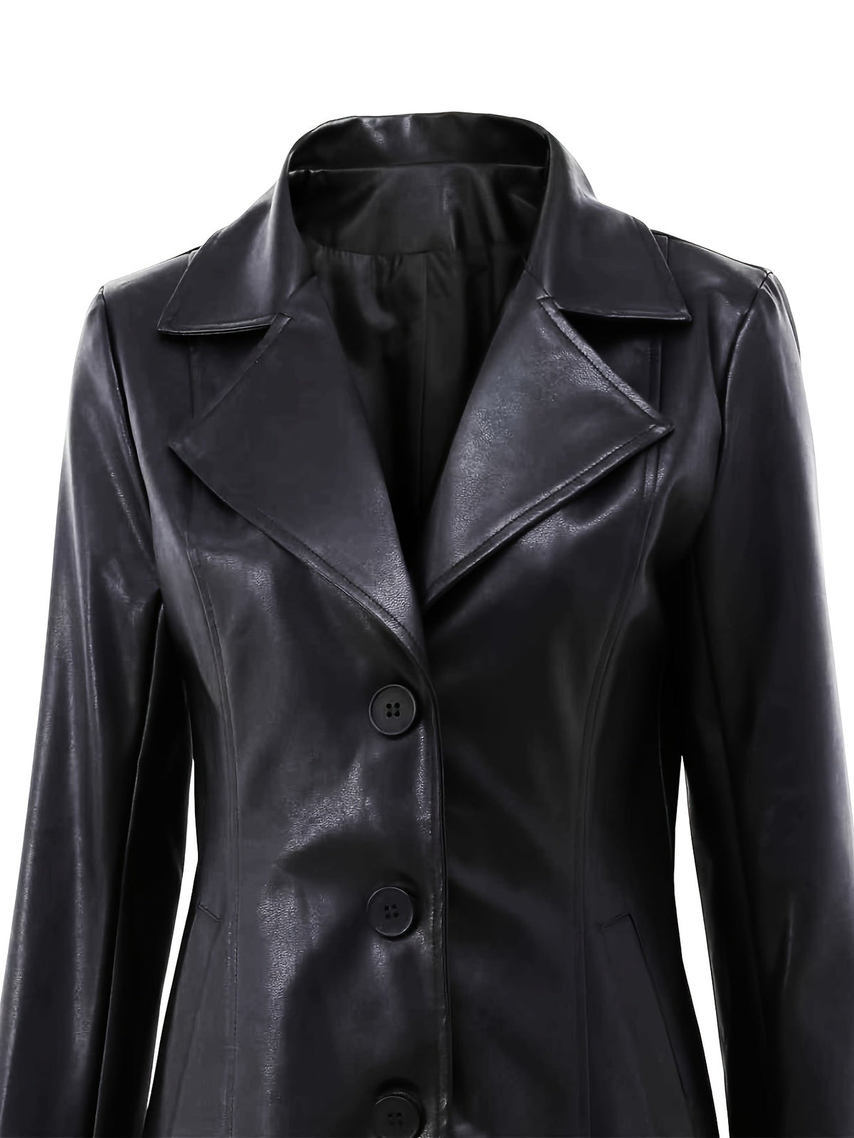 Eleanor | Women's Lapel Coat | Faux Leather · Eltrendio