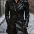 Eleanor | Women's Lapel Coat | Faux Leather · Eltrendio
