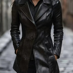 Eleanor | Women's Lapel Coat | Faux Leather · Eltrendio