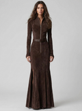 Eleanor | Women's Long-Sleeve Maxi Dress | Zip-Front · Eltrendio