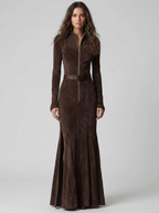 Eleanor | Women's Long-Sleeve Maxi Dress | Zip-Front · Eltrendio