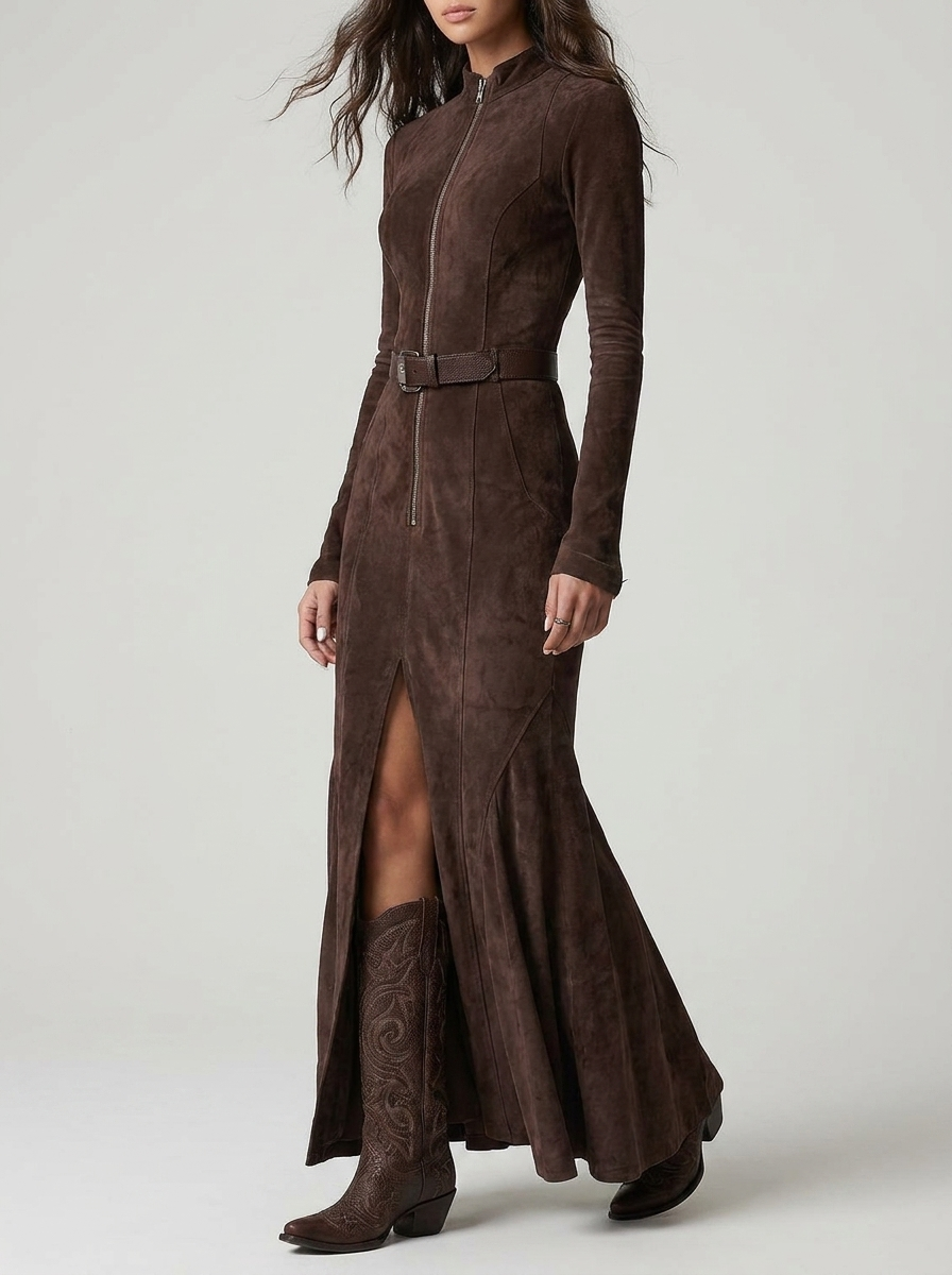 Eleanor | Women's Long-Sleeve Maxi Dress | Zip-Front · Eltrendio