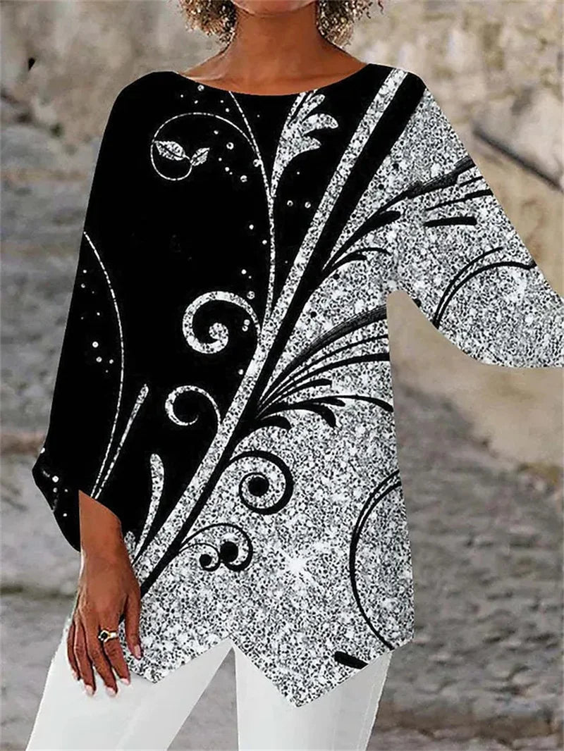 Eleanor | Women's Long-Sleeve Tunic Top | Butterfly Print · Eltrendio