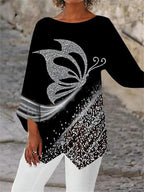 Eleanor | Women's Long-Sleeve Tunic Top | Butterfly Print · Eltrendio