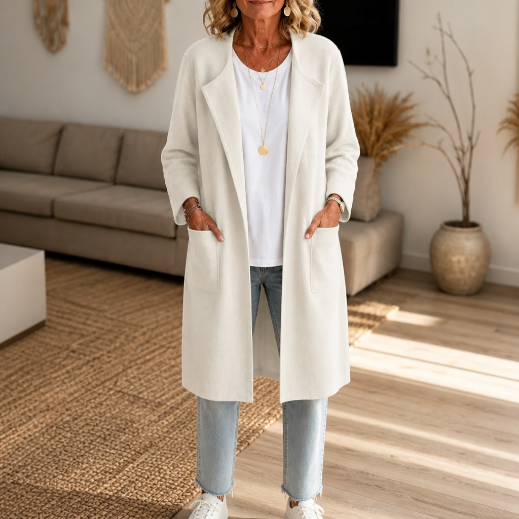 Eleanor | Women's Longline Coat | Open-Front · Eltrendio
