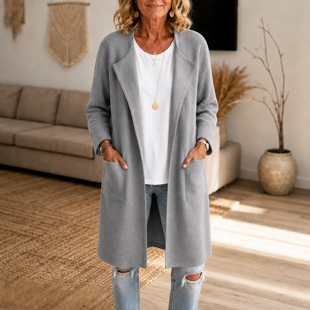 Eleanor | Women's Longline Coat | Open-Front · Eltrendio