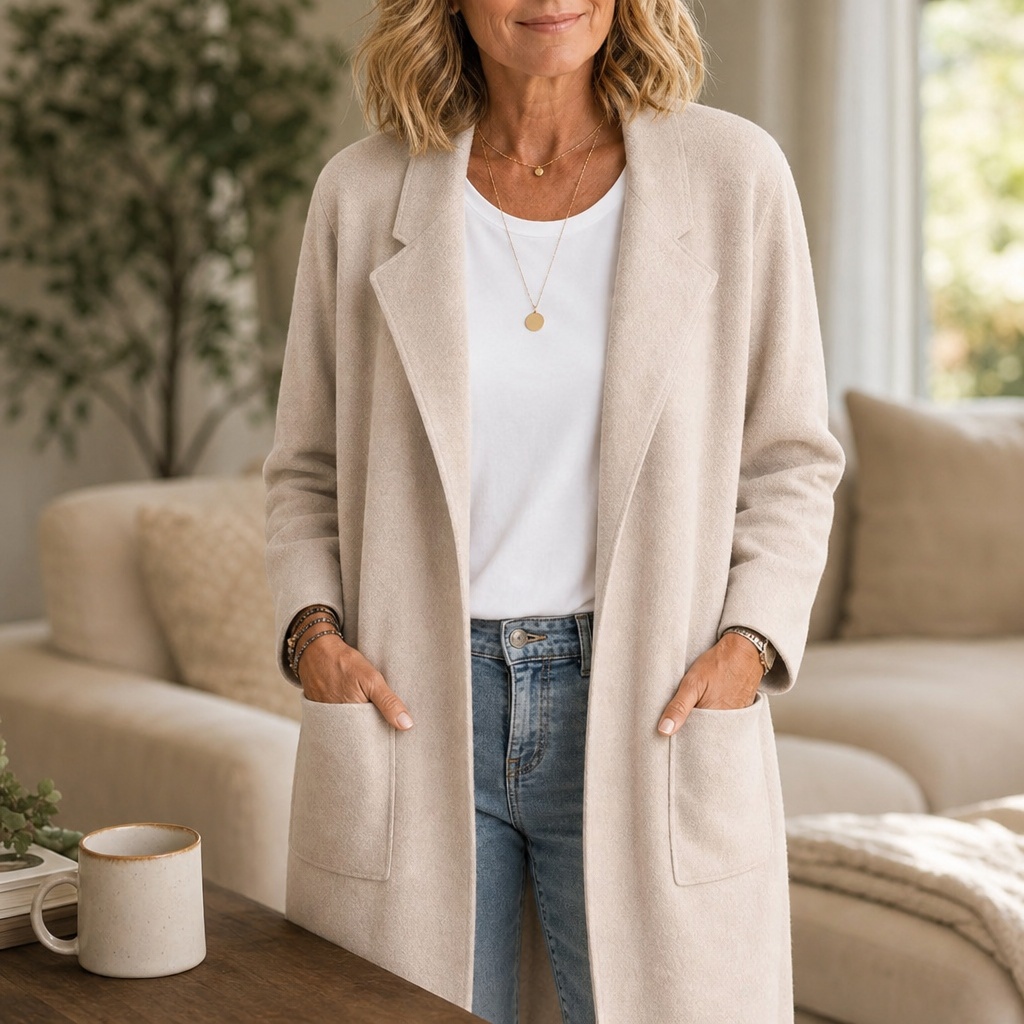 Eleanor | Women's Longline Coat | Open-Front · Eltrendio