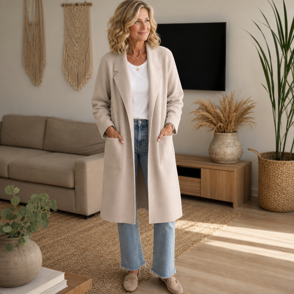 Eleanor | Women's Longline Coat | Open-Front · Eltrendio