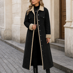 Eleanor | Women's Longline Denim Coat | Sherpa-Lined · Eltrendio