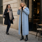 Eleanor | Women's Longline Denim Coat | Sherpa-Lined · Eltrendio