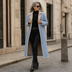 Eleanor | Women's Longline Denim Coat | Sherpa-Lined · Eltrendio