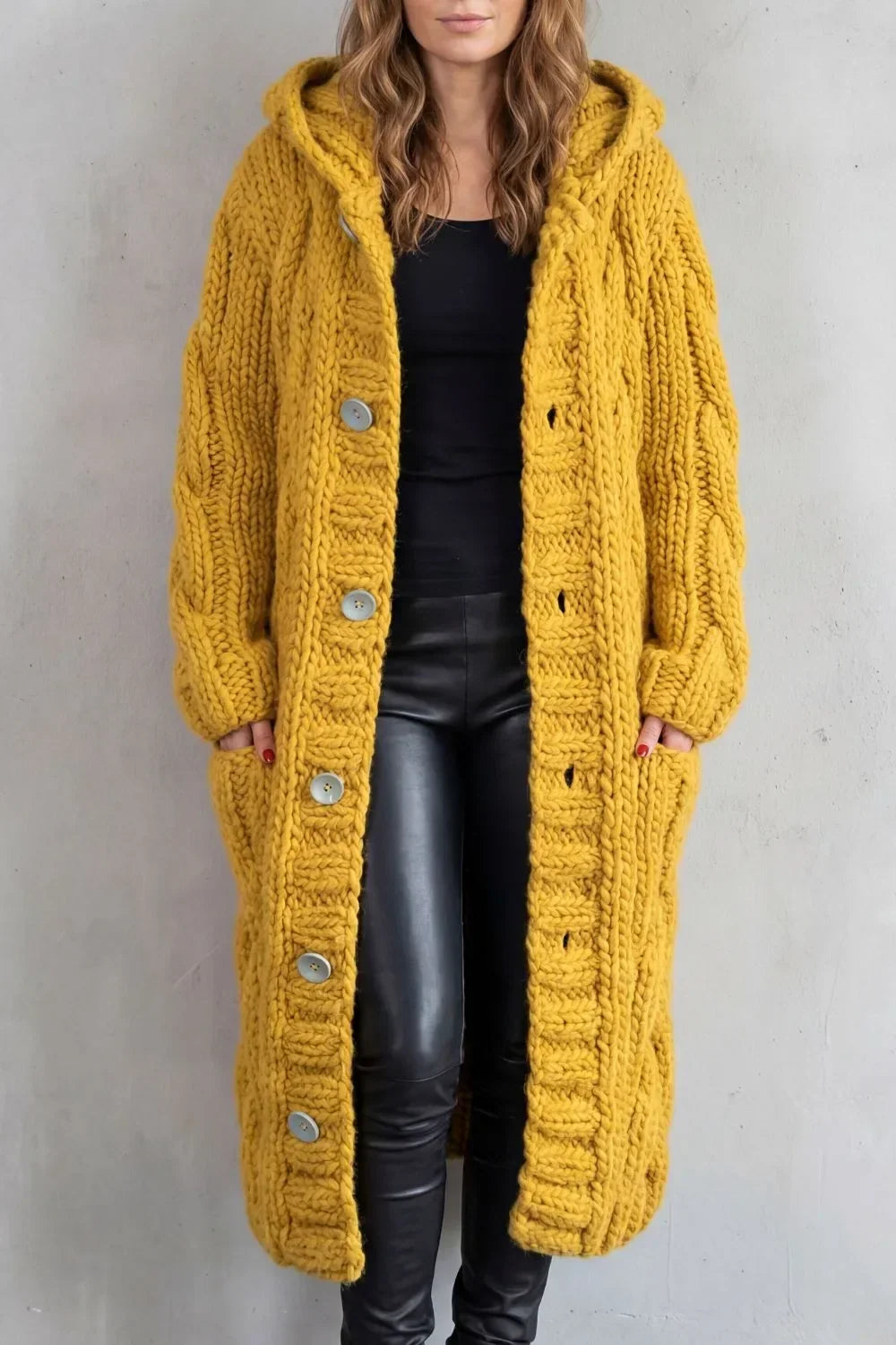 Eleanor | Women's Oversized Longline Cardigan | Hooded Button-Front · Eltrendio