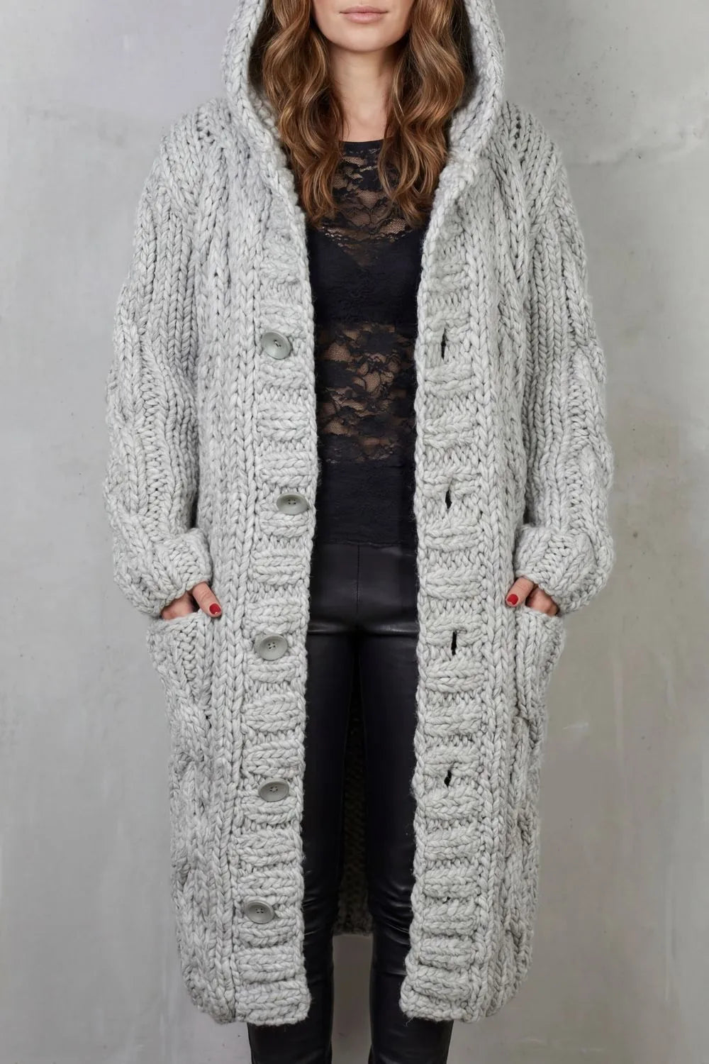Eleanor | Women's Oversized Longline Cardigan | Hooded Button-Front · Eltrendio
