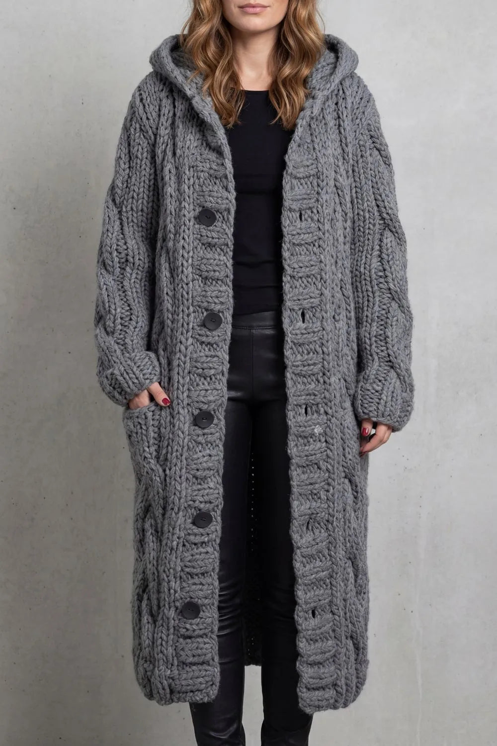 Eleanor | Women's Oversized Longline Cardigan | Hooded Button-Front · Eltrendio