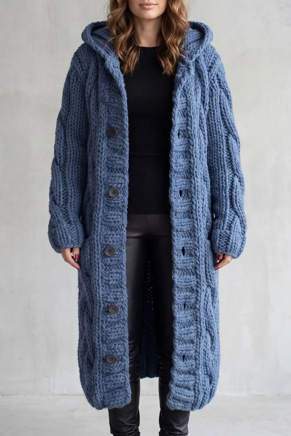 Eleanor | Women's Oversized Longline Cardigan | Hooded Button-Front · Eltrendio
