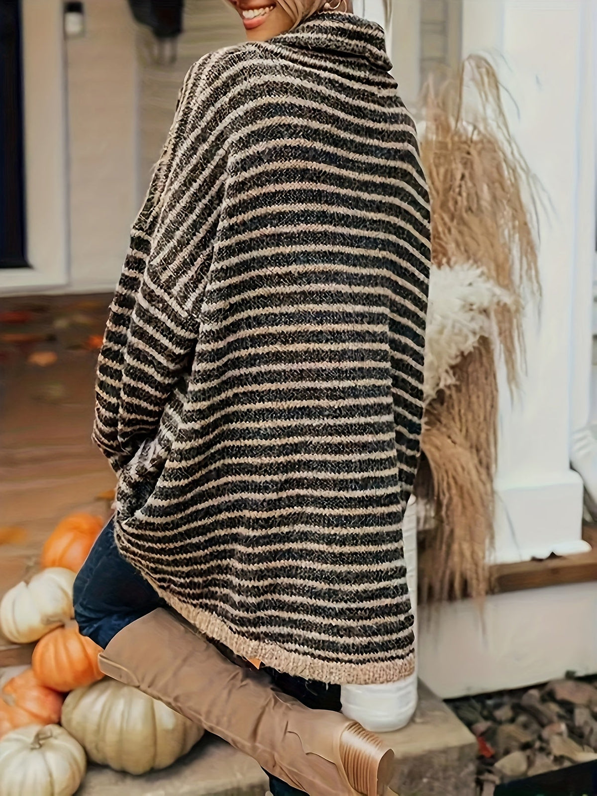 Eleanor | Women's Oversized Striped Jumper | Chunky Knit · Eltrendio