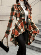 Eleanor | Women's Plaid Open-Front Jacket | Flared Hem · Eltrendio