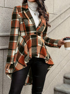 Eleanor | Women's Plaid Open-Front Jacket | Flared Hem · Eltrendio