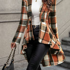 Eleanor | Women's Plaid Open-Front Jacket | Flared Hem · Eltrendio