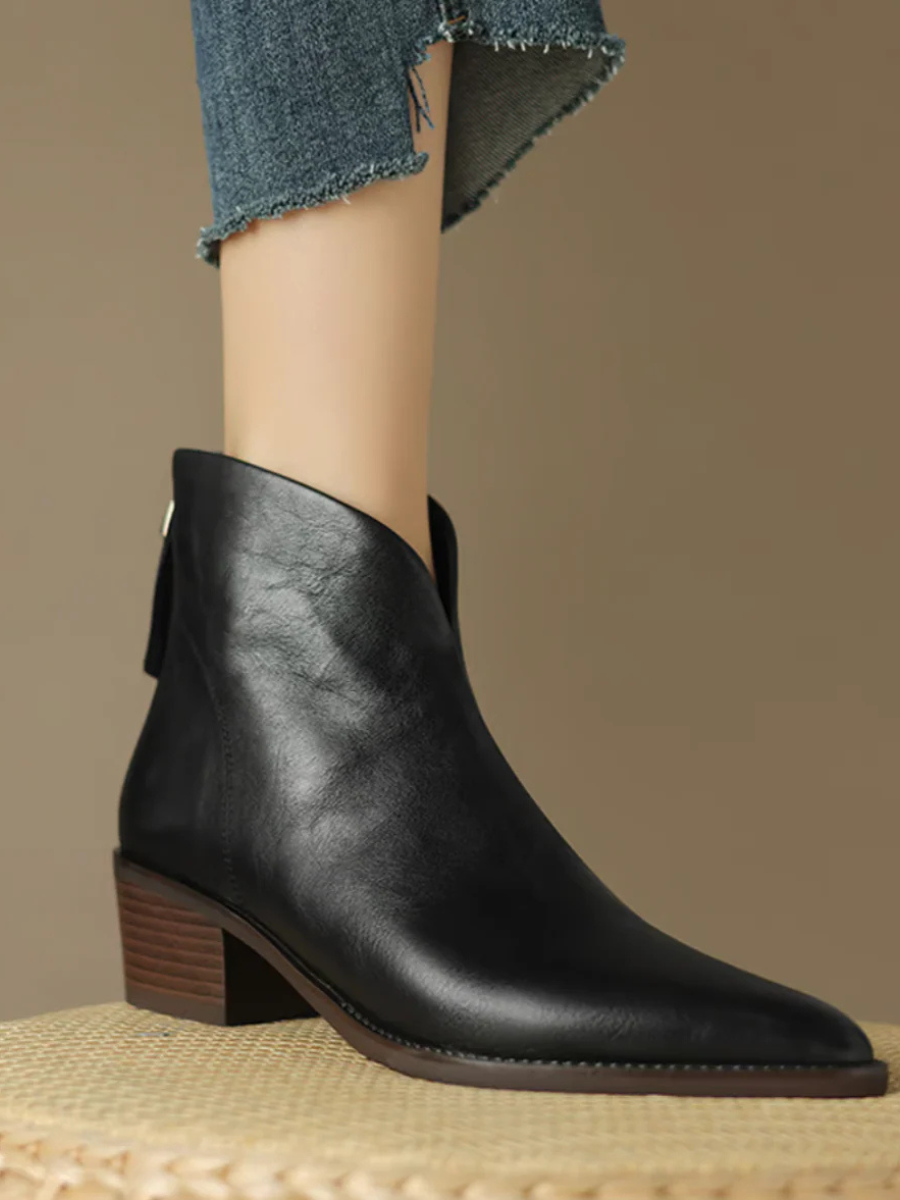 Eleanor | Women's Pointed-Toe Ankle Boots | Block Heel · Eltrendio
