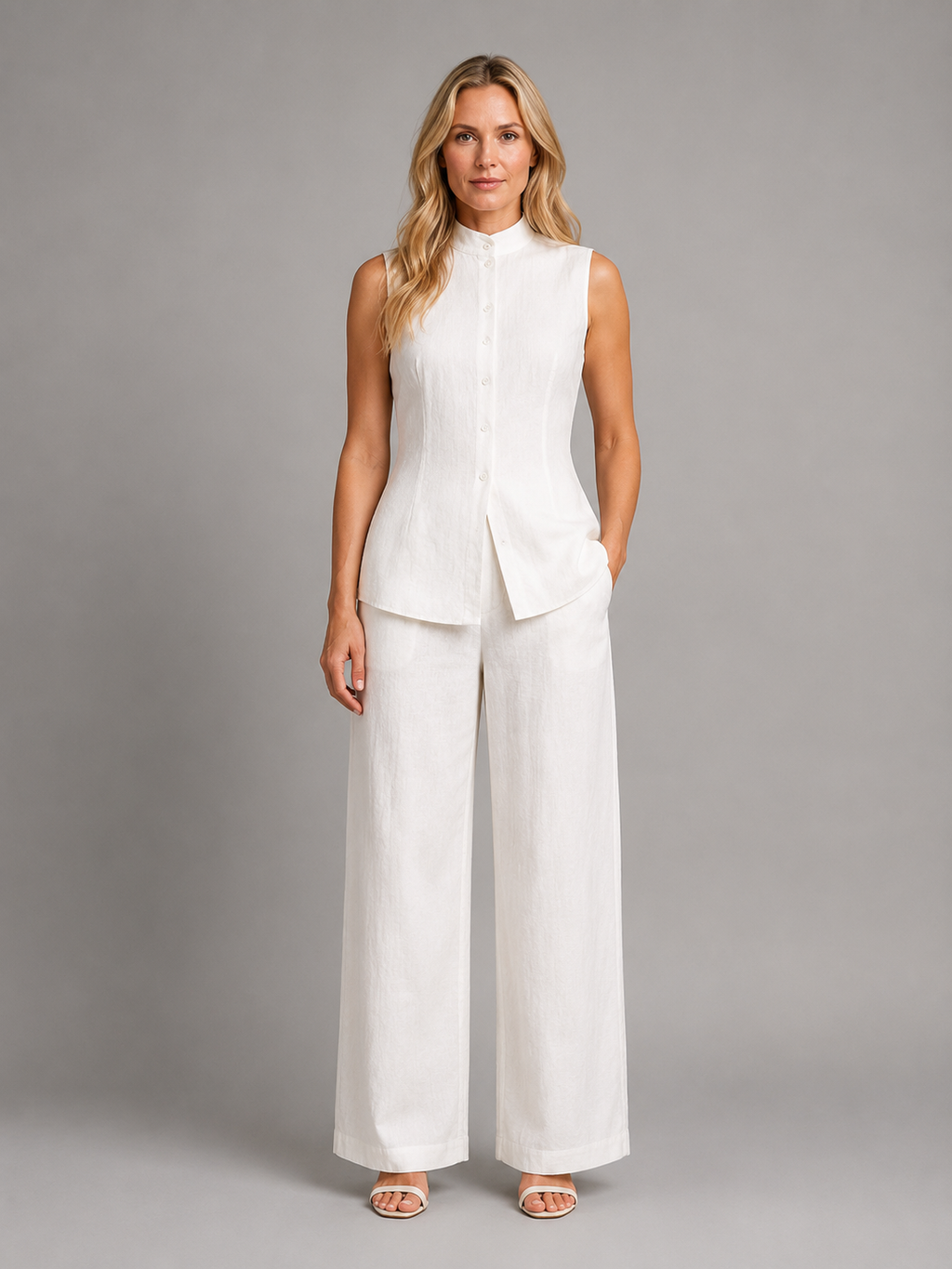 Eleanor | Women's Sleeveless Co-Ord Set | Button-Front · Eltrendio