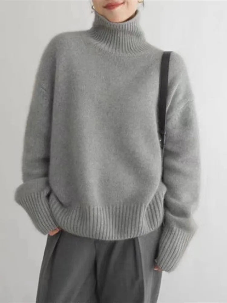 Eleanor | Women's Turtleneck Jumper | Ribbed Knit · Eltrendio