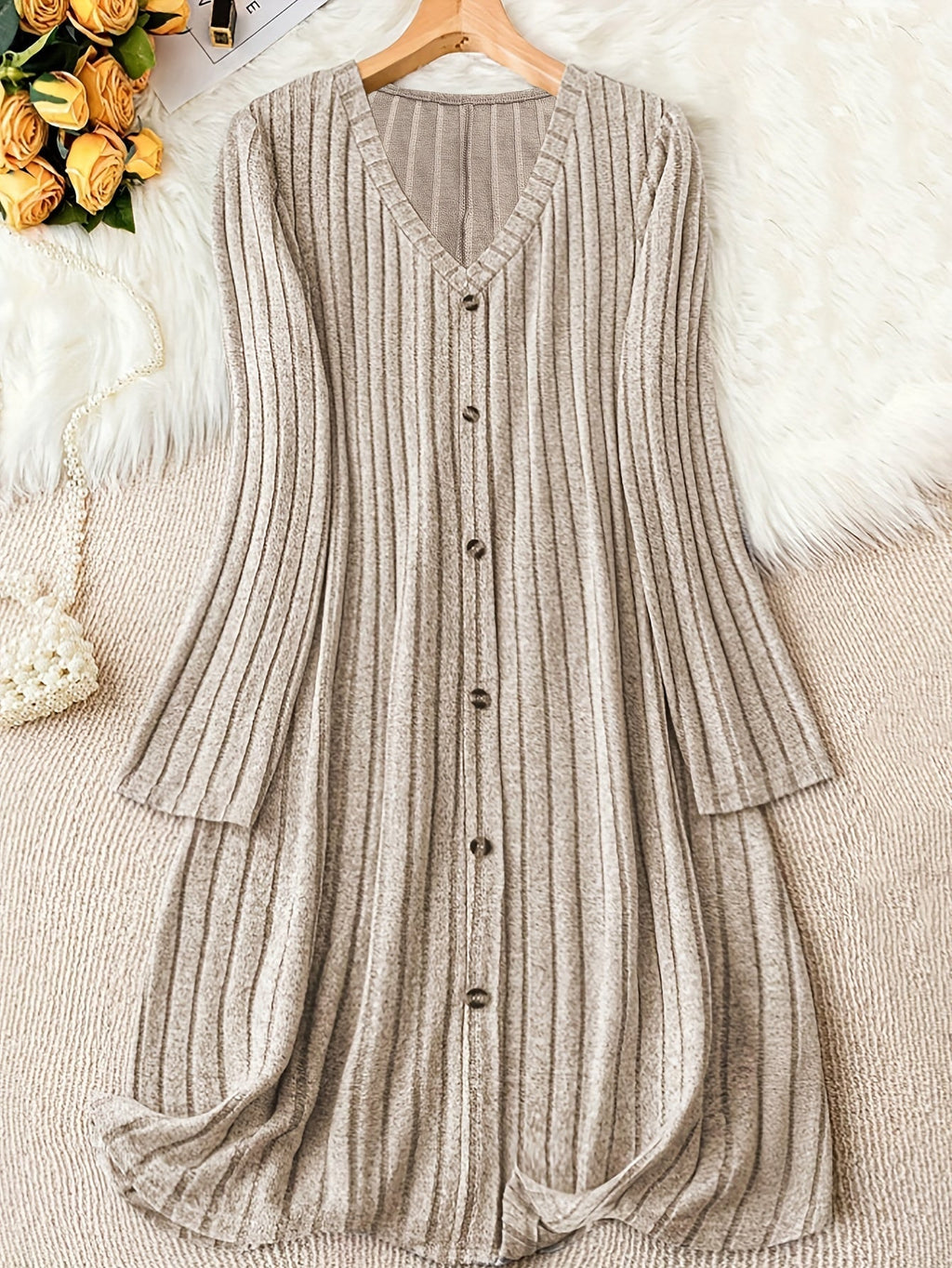 Eleanor | Women's V-Neck Dress | Button Front · Eltrendio