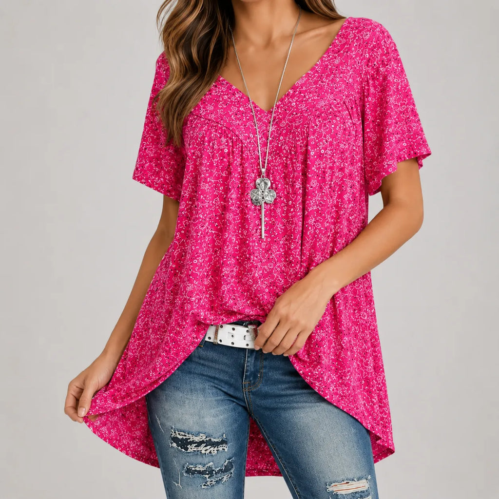 Eleanor | Women's V-Neck Tunic Top | Floral Print · Eltrendio