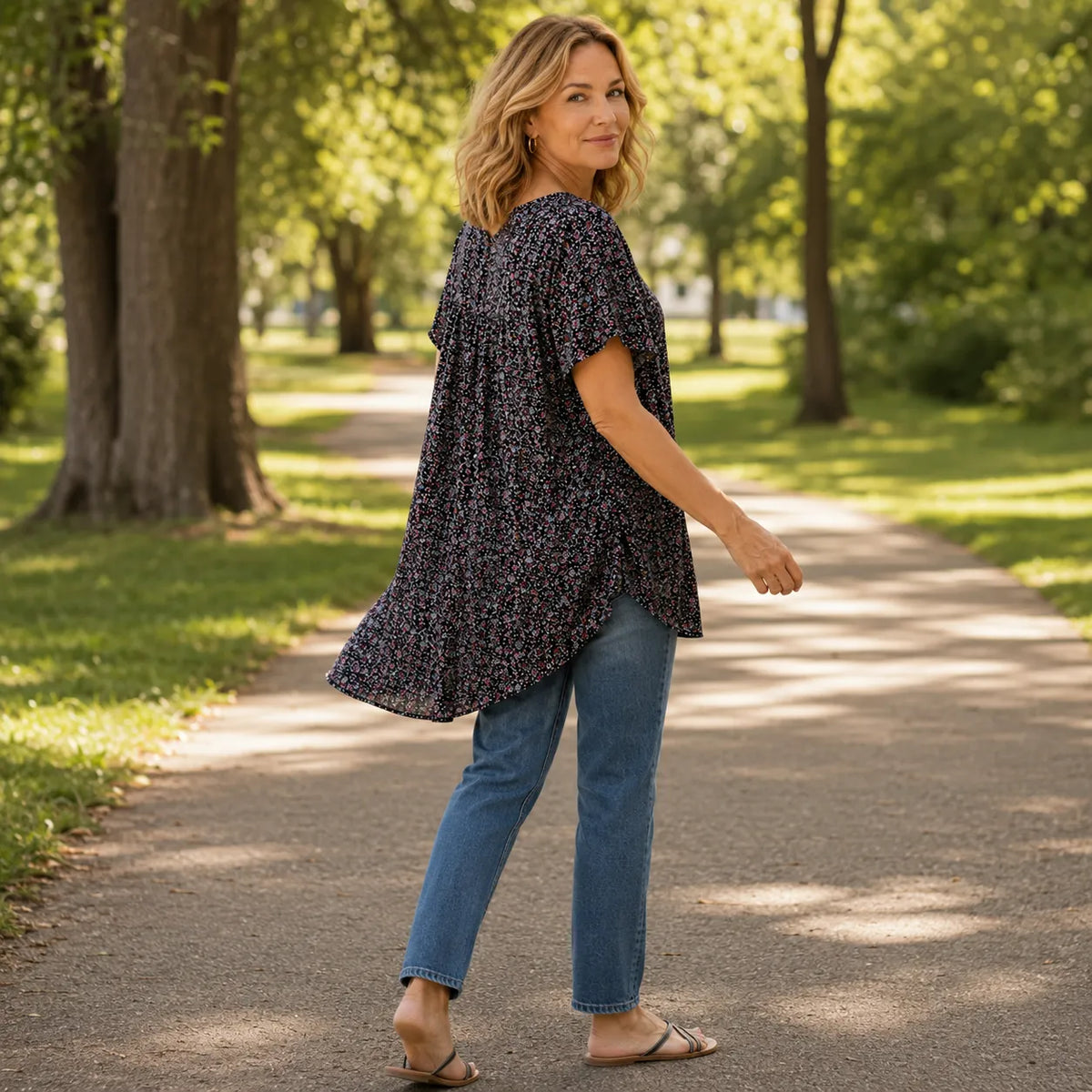 Eleanor | Women's V-Neck Tunic Top | Floral Print · Eltrendio
