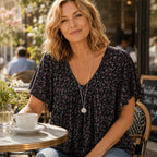 Eleanor | Women's V-Neck Tunic Top | Floral Print · Eltrendio