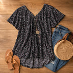 Eleanor | Women's V-Neck Tunic Top | Floral Print · Eltrendio