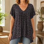 Eleanor | Women's V-Neck Tunic Top | Floral Print · Eltrendio