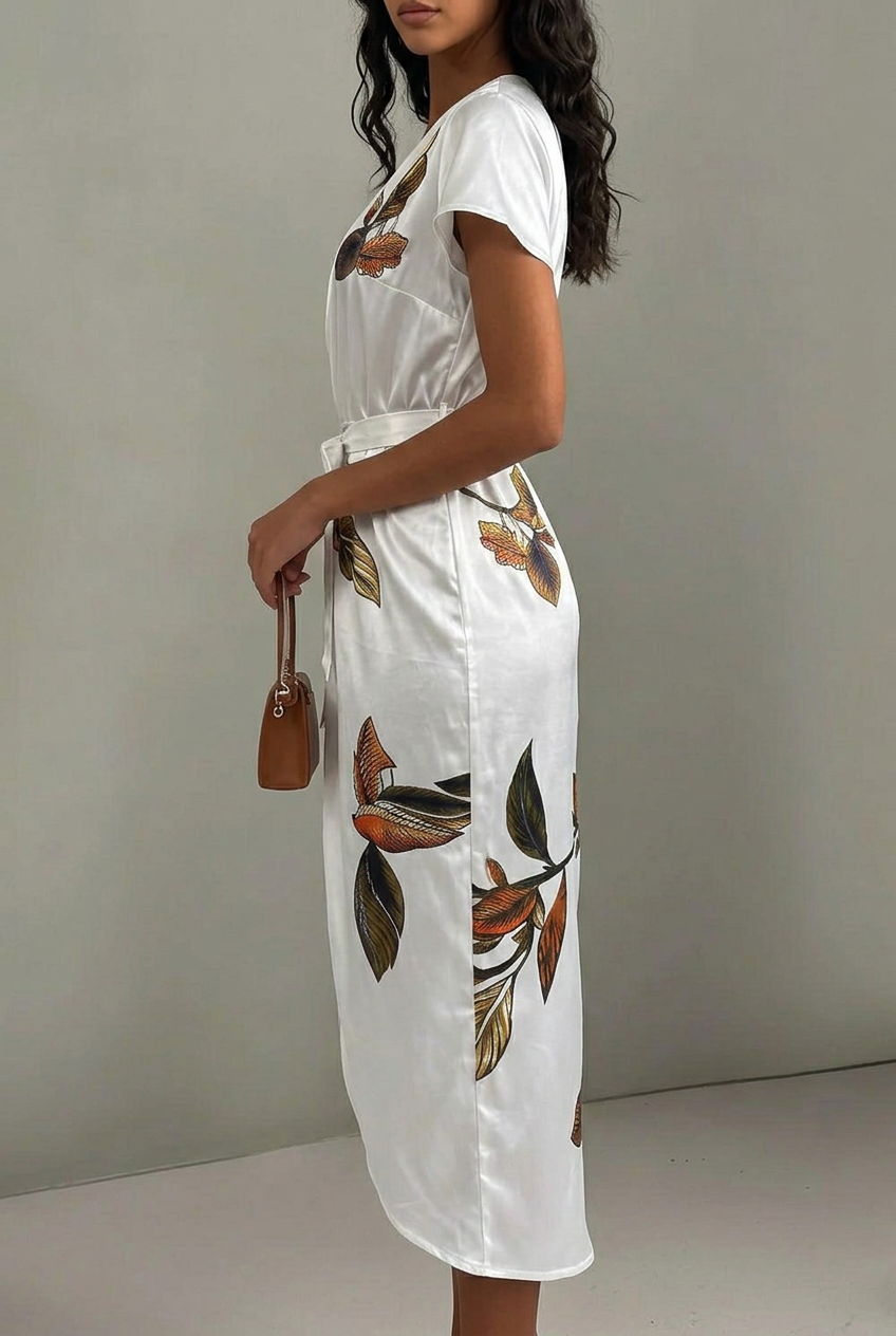 Eleanor | Women's Wrap Midi Dress | Floral Print · Eltrendio