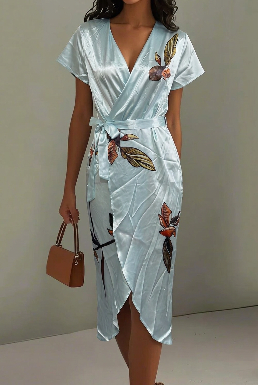 Eleanor | Women's Wrap Midi Dress | Floral Print · Eltrendio