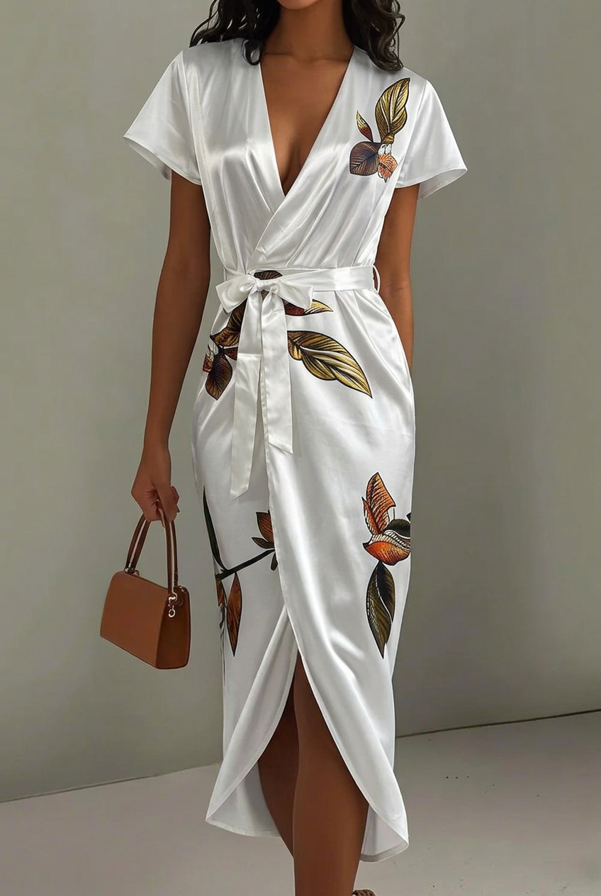 Eleanor | Women's Wrap Midi Dress | Floral Print · Eltrendio