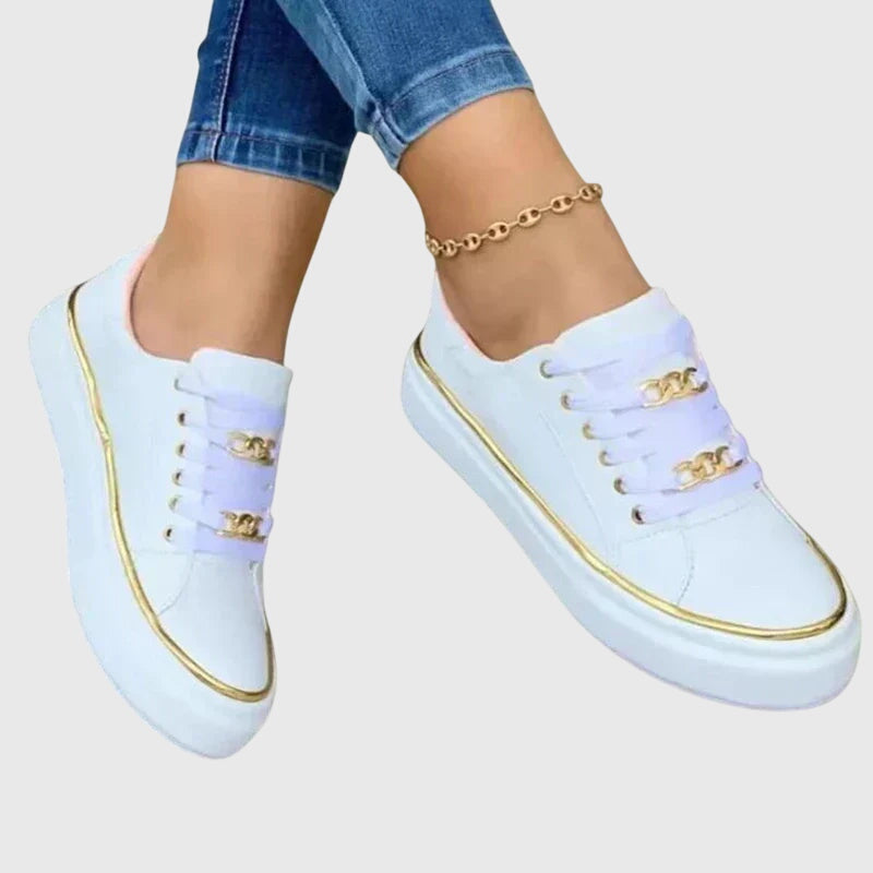 Elena | Women's Lace-Up Trainers | Chain Detail · Eltrendio